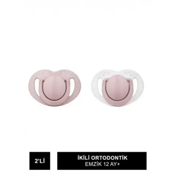 Mamajoo Sterilizasyon & Saklama Kutulu Powder Pink Desenli İkili Ortodontik Emzik 12 Ay+