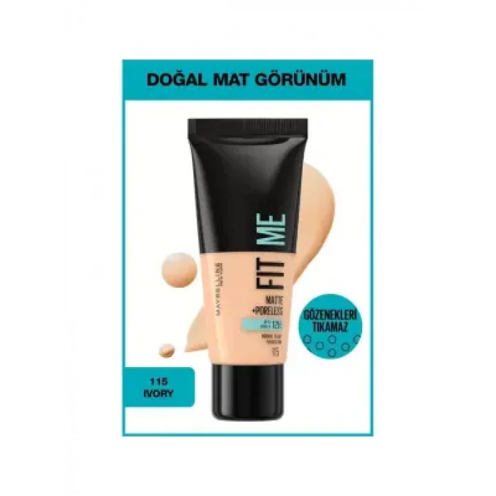 Maybelline New York Fit Me Matte+Poreless Fondöten - 115 Ivory 30 ml