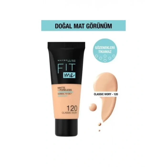 Maybelline New York Fit Me Matte+Poreless Fondöten - 120 Classic Ivory 30 ml
