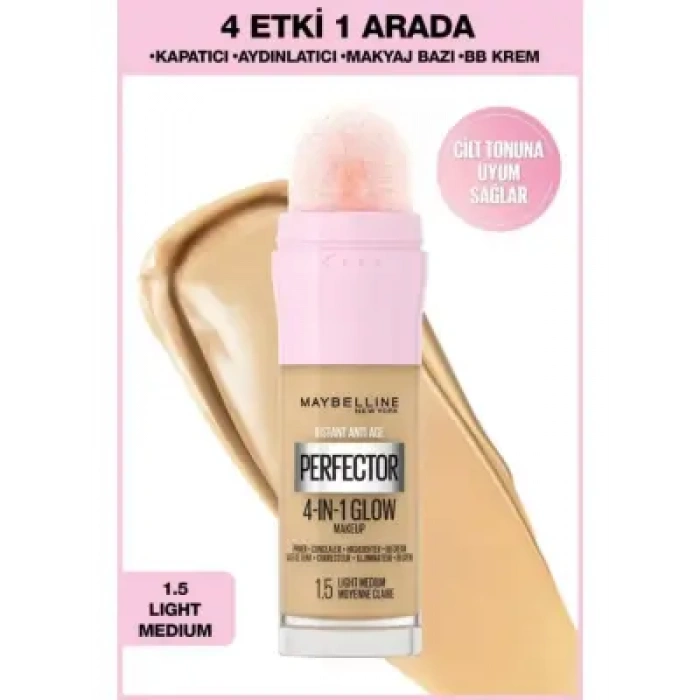 Maybelline New York Instant Perfector Glow 4 Etki 1 Arada Fondöten- 1.5 Light Medium 20 ml