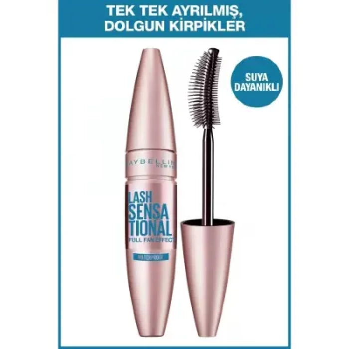 Maybelline New York Lash Sensational Yelpaze Etkili Suya Dayanıklı Siyah Maskara 9,4 ml