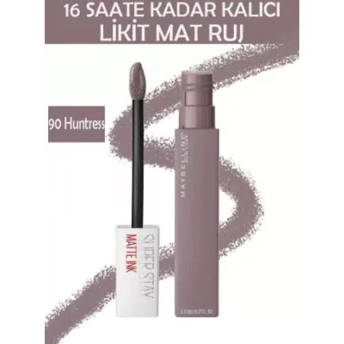 Maybelline New York Super Stay Matte Ink Unnude Likit Mat Ruj - 90 Huntress - Gri