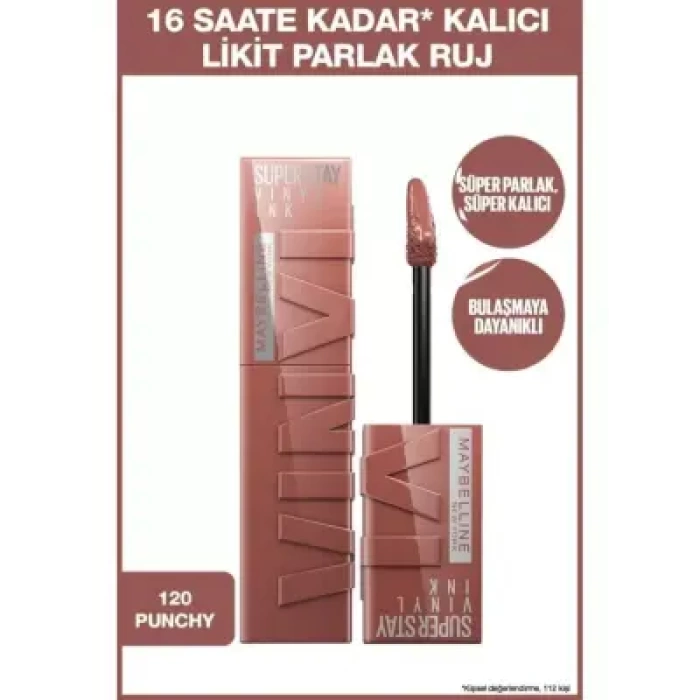 Maybelline New York Super Stay Vinyl Ink Uzun Süre Kalıcı Likit Parlak Ruj - 120