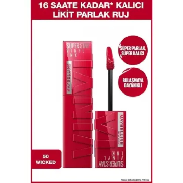 Maybelline New York Super Stay Vinyl Ink Uzun Süre Kalıcı Likit Parlak Ruj - 55 ROYAL