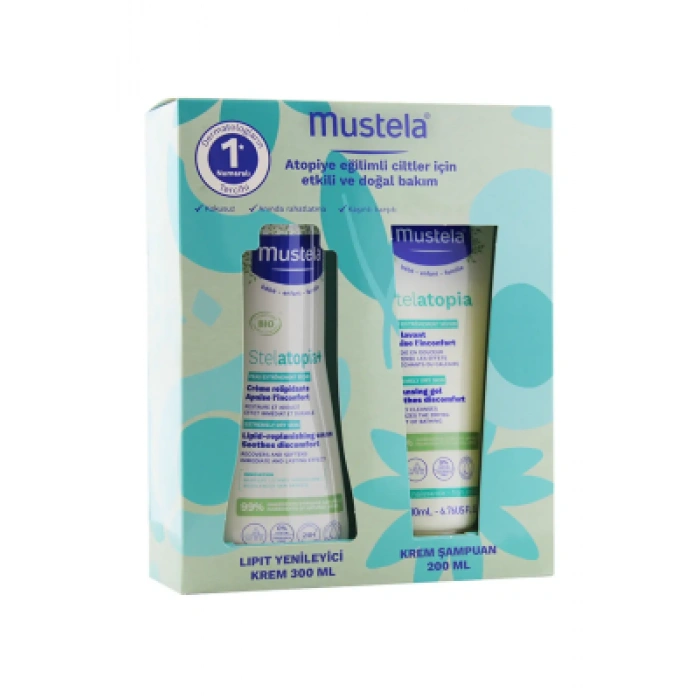 Mustela Atopiye Eğilimli Ciltler İçin Set ( Lipit Krem 300ml + Krem Şampuan 200ml )