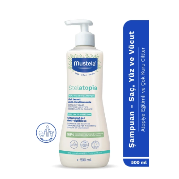Mustela Stelatopia Cleansing Gel 500 ml Kuru Ciltler İçin Şampuan