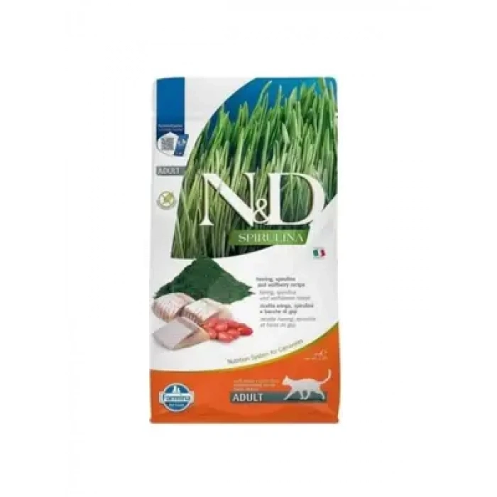 N&D Spirulina Ringa Balıklı Tahılsız Yetişkin Kedi Maması 1,5kg