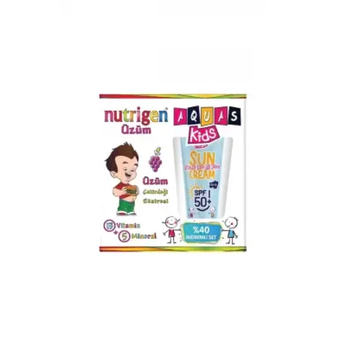 Nutrigen Üzüm 200 ml + Aquas Kids SPF 50+ Sun Cream Çocuk Güneş Kremi 100 ml Yaz Seti