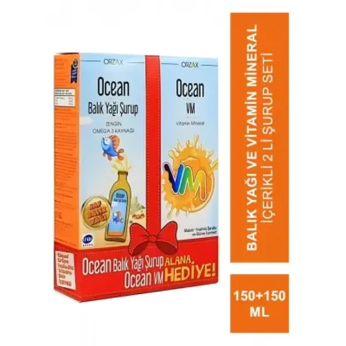 Ocean Orange Portakal Aromalı Balık Yağı Şurup 150ml + Ocean VM Şurup 150ml