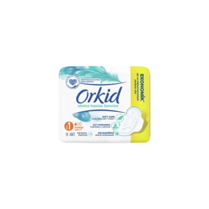 Orkid Ekstra Hassas Koruma Normal -Boy 1- Kanatlı Hijyenik Ped 9 Adet
