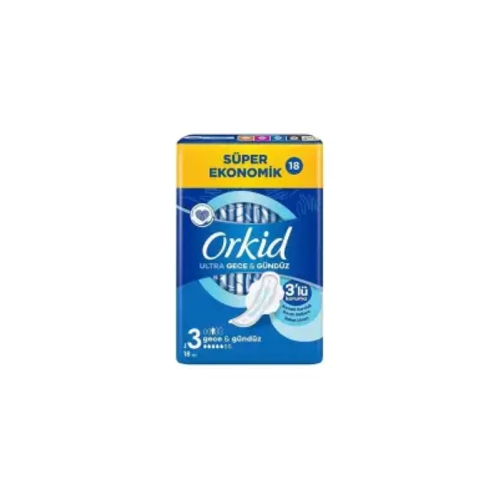 Orkid Ultra Gece & Gündüz - Boy 3 - Hijyenik Ped 18 Adet