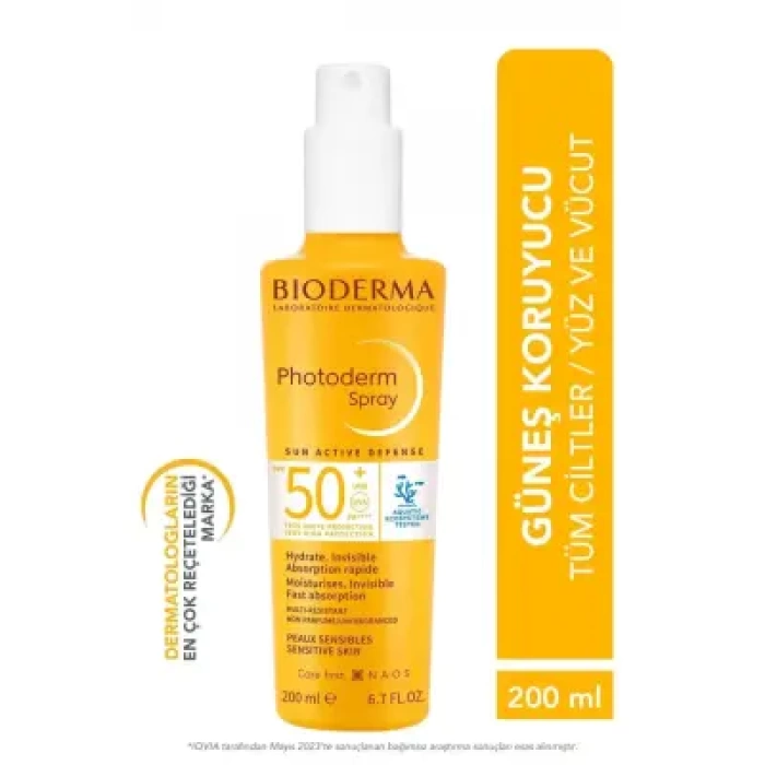 Outlet - Bioderma Photoderm SPF 50+ Tüm Ciltler için Sprey Form Yüksek Korumalı Güneş Kremi 200 ml
