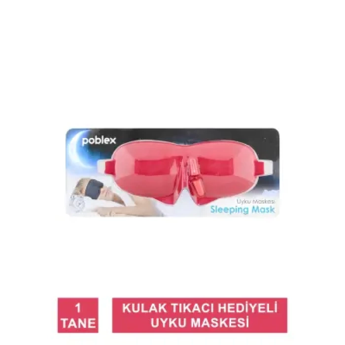 Poblex Uyku Maskesi Kırmızı - Kulak Tıkacı HEDİYE