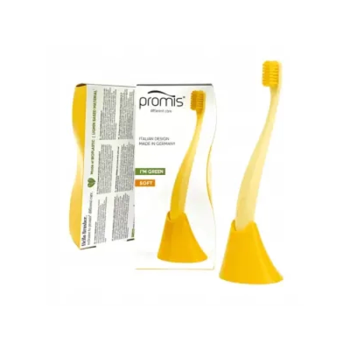 Promis Biplastic Single Diş Fırçası 6750 - Soft - Yellow - Tutucu Hediyeli