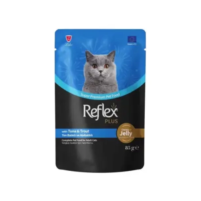 Reflex Plus Jöle İçinde Et Parçacıklı Ton Balıklı&Alabalıklı Yetişkin Kedi Maması 85 G
