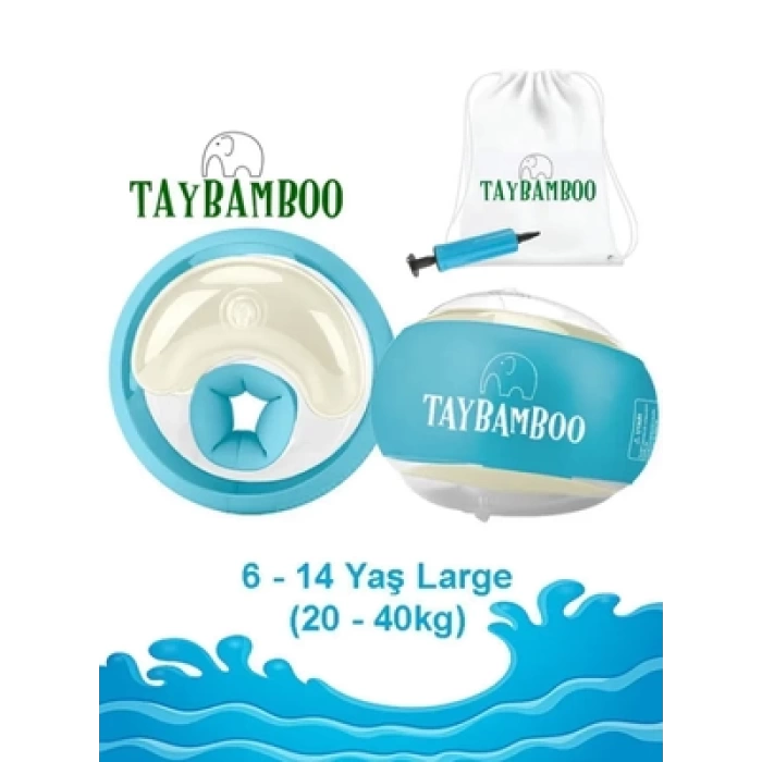 Taybamboo Classıcs Yuvarlak Üç Hava Odalı Yüzme Yardımcısı Kolluk - Mavi - Large (6-14 Yaş 19-40kg)