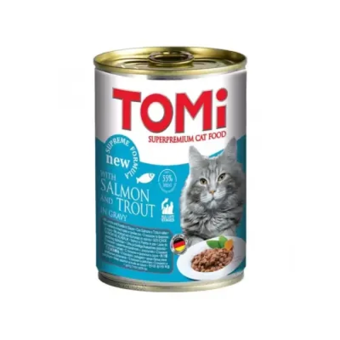 Tomi Somonlu & Alabalıklı Gravy Soslu Kedi Konservesi 400Gr