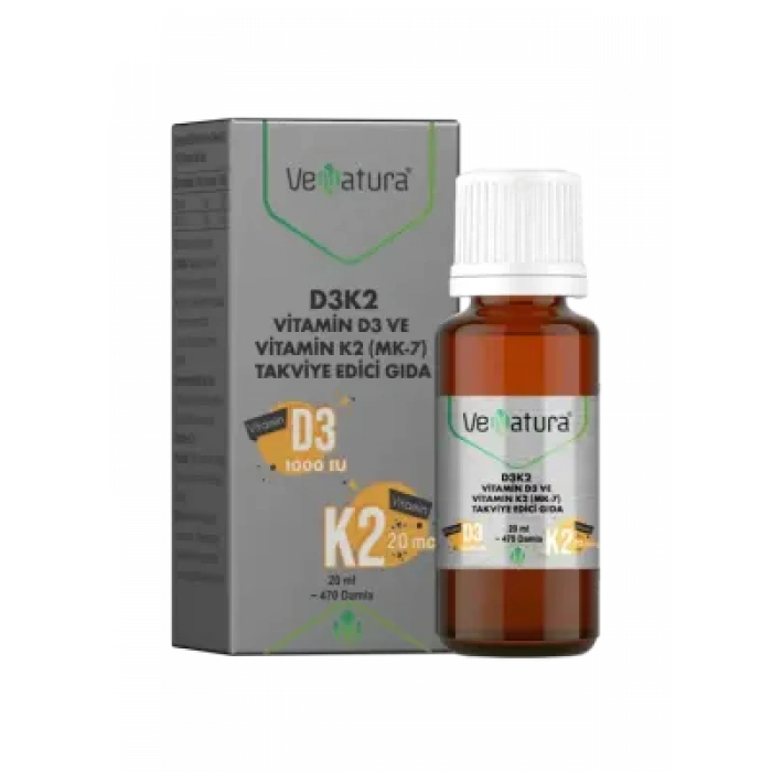 VeNatura Vitamin D3K2 ve Menaquinon 7 Takviye Edici Gıda 20 ml