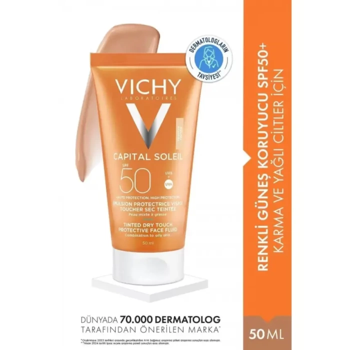 Vichy Capital Soleil Dry Touch Tinted Spf 50+ BB Emulsion 50ml Renkli Güneş Kremi