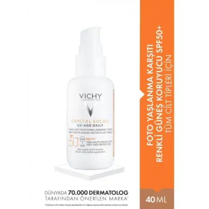 Vichy Capital Soleil UV -Age Daily-Spf 50+ Tinted Foto Yaşlanma Karşıtı Renkli Güneş Kremi 40 ml