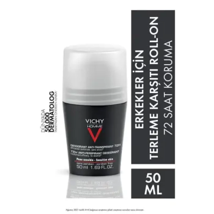Vichy Deo Homme Terleme Karşıtı İz Bırakmayan Deodorant Roll-On Yoğun Kontrol 50ml