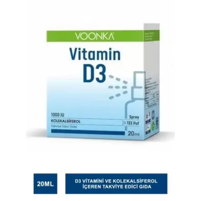 Voonka Vitamin D3 1000 IU Takviye Edici Gıda Sprey 20 ml