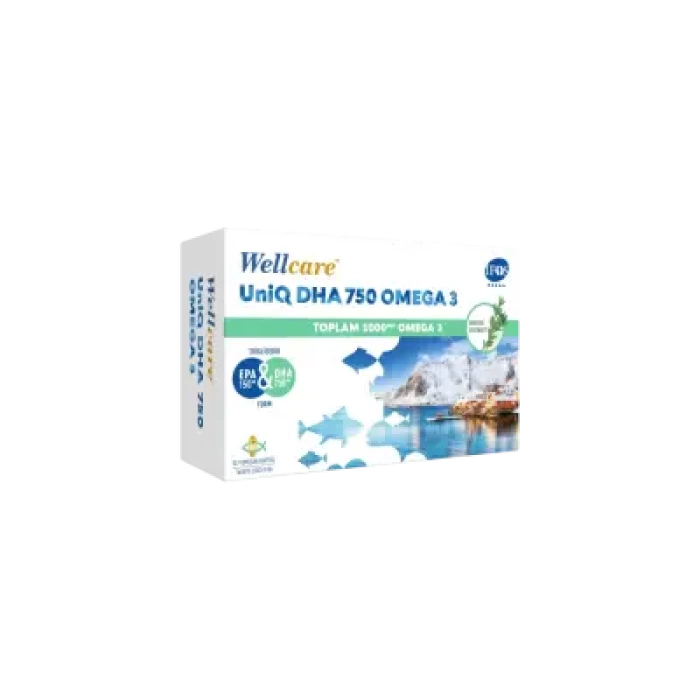 Wellcare UniQ DHA 750 Omega 3 1000mg Balık Yağı 30 Kapsül