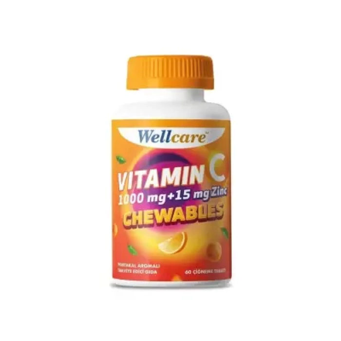 Wellcare Vitamin C 1000 mg + 15 mg Zinc Chewable 60 Tablet