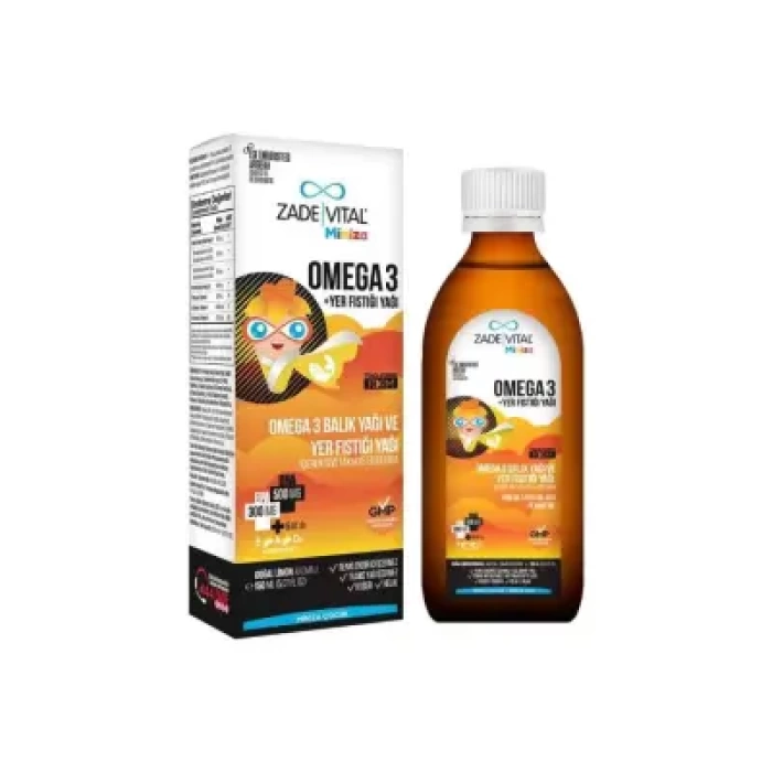 Zade Vital Miniza Omega 3 + Yer Fıstığı Yağı 150 ml Takviye Edici Gıda