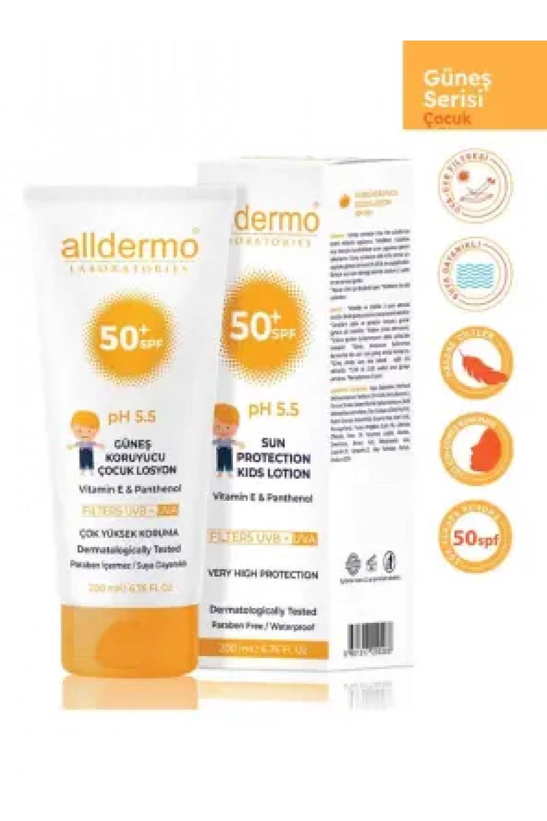Alldermo Çocuk Güneş Losyonu SPF50 200 ml