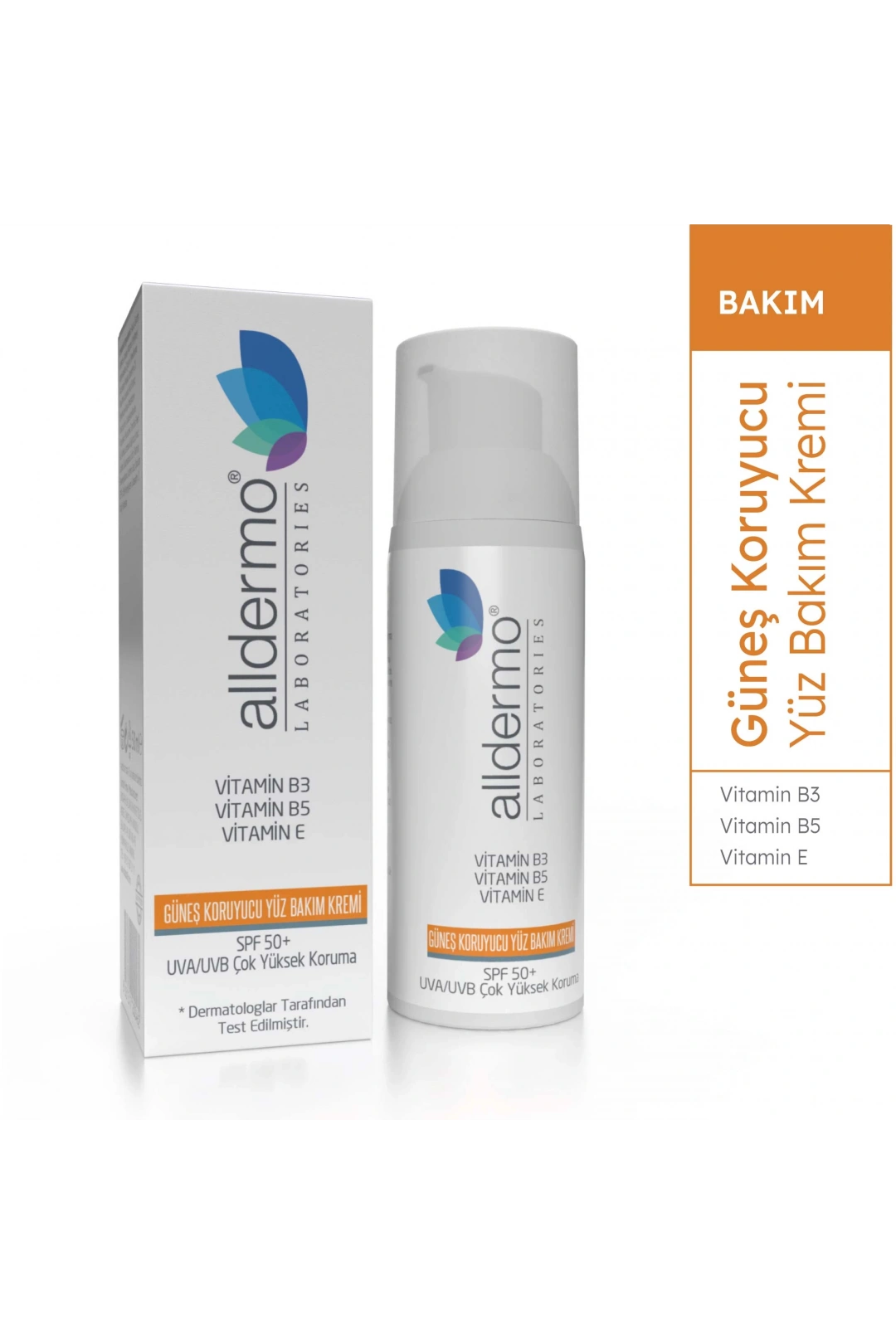 Alldermo Güneş Koruyucu Yüz Bakım Kremi SPF50+ 50 ml