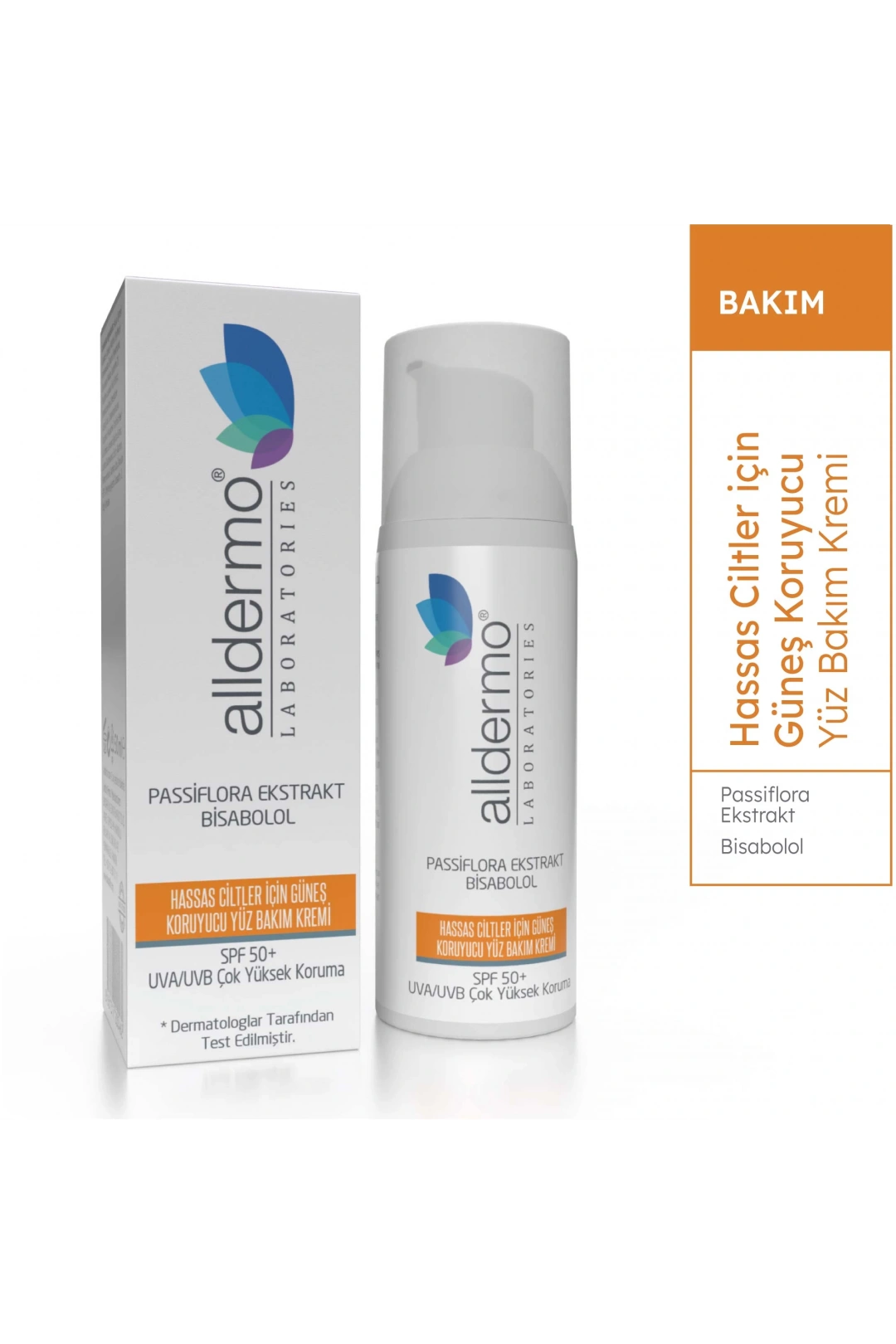 Alldermo Hassas Ciltler için Güneş Koruyucu Yüz Bakım Kremi SPF50+ 50 ml