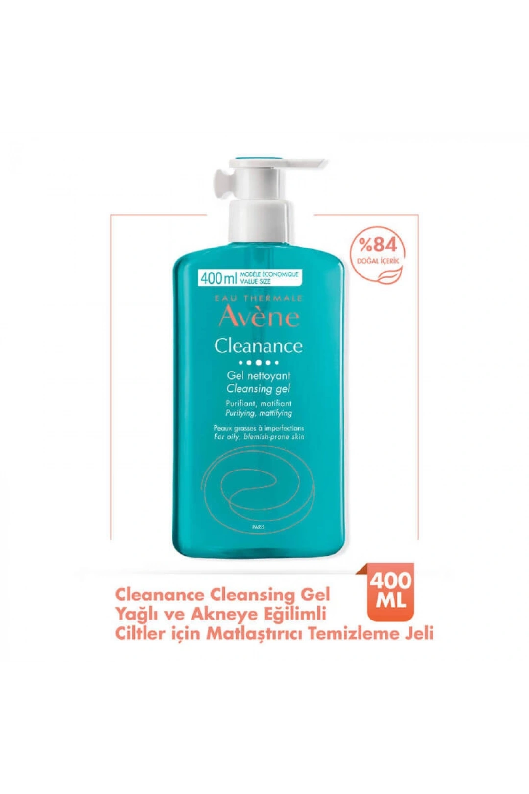 Avene Cleanance Yağlı ve Akneye Eğilimli Ciltler için Matlaştırıcı Temizleme Jeli 400 ml