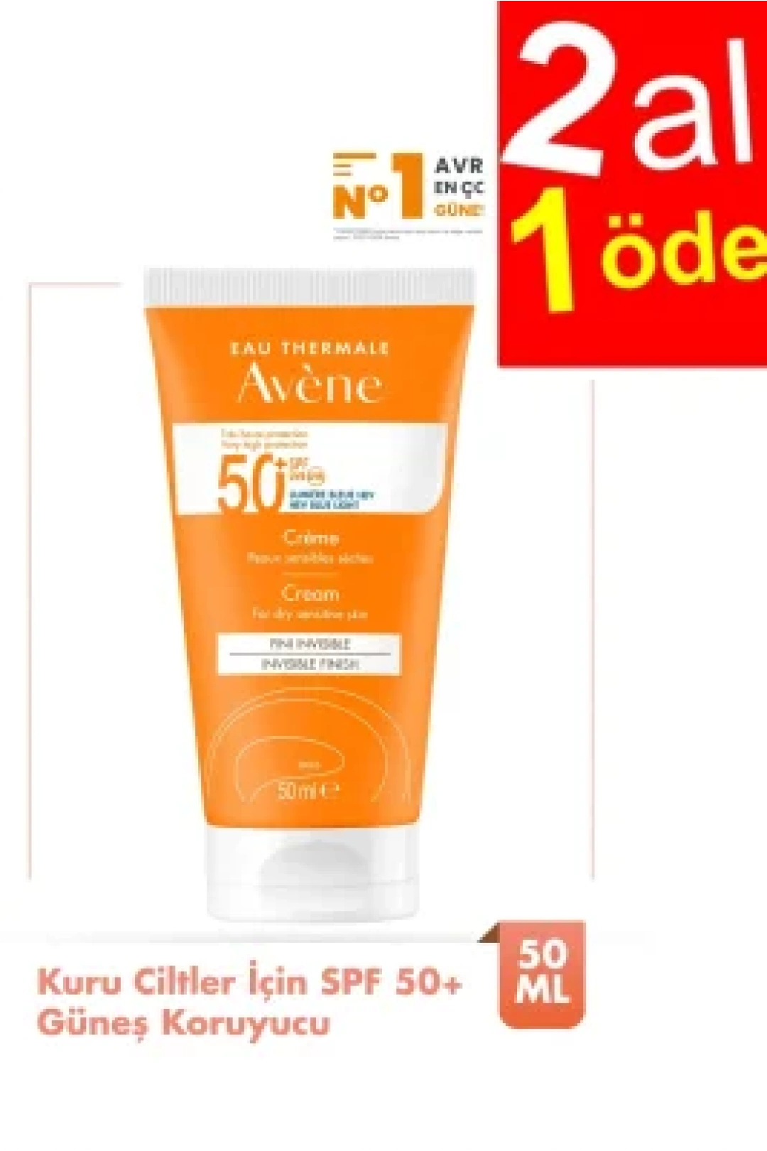 Avene Creme Kuru Ciltler için SPF 50+ Güneş Koruyucu 50ml - 2AL1ÖDE