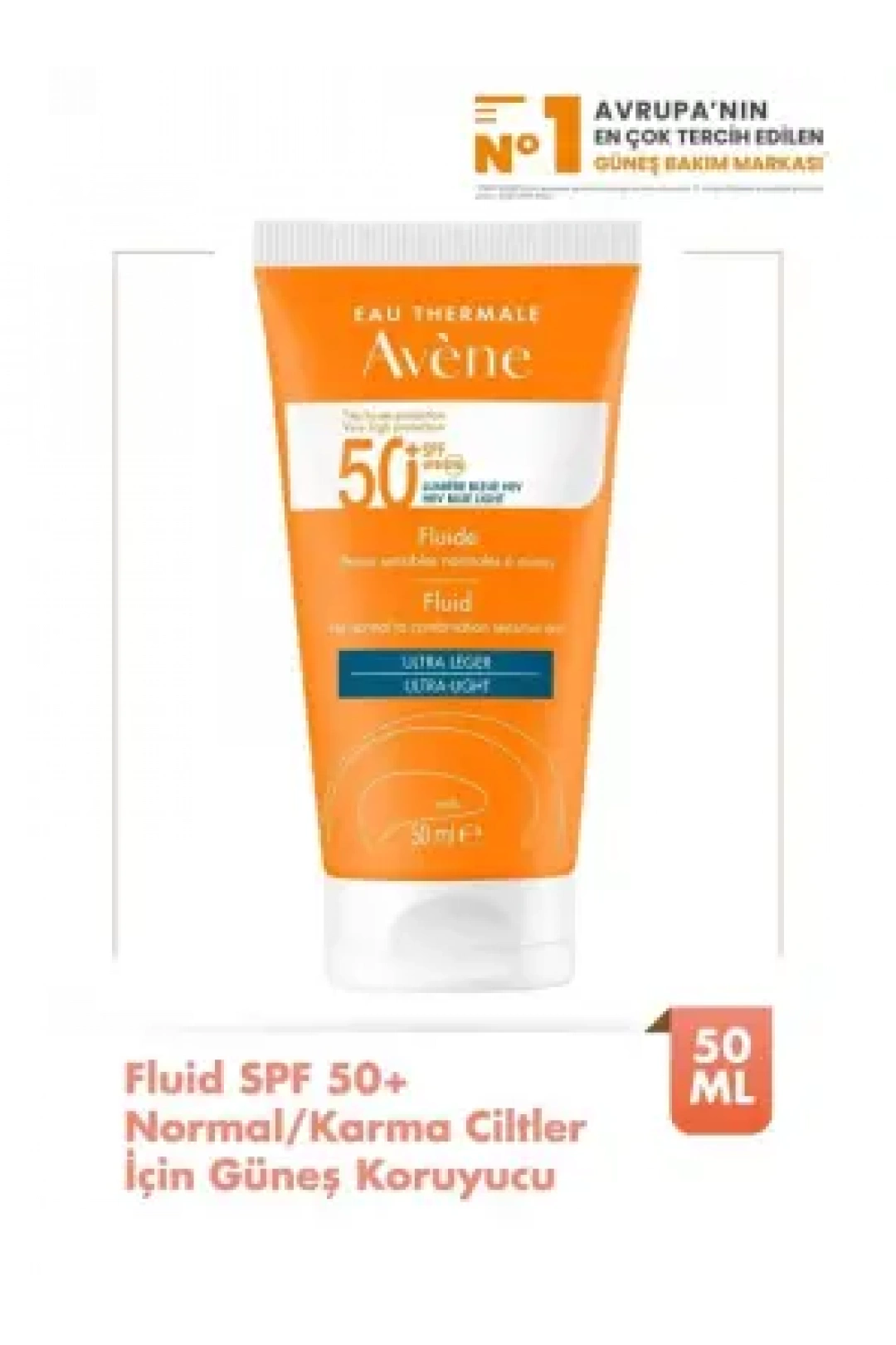 Avene Fluide SPF 50+ Normal/ Karma Ciltler için Güneş Koruyucu 50 ml