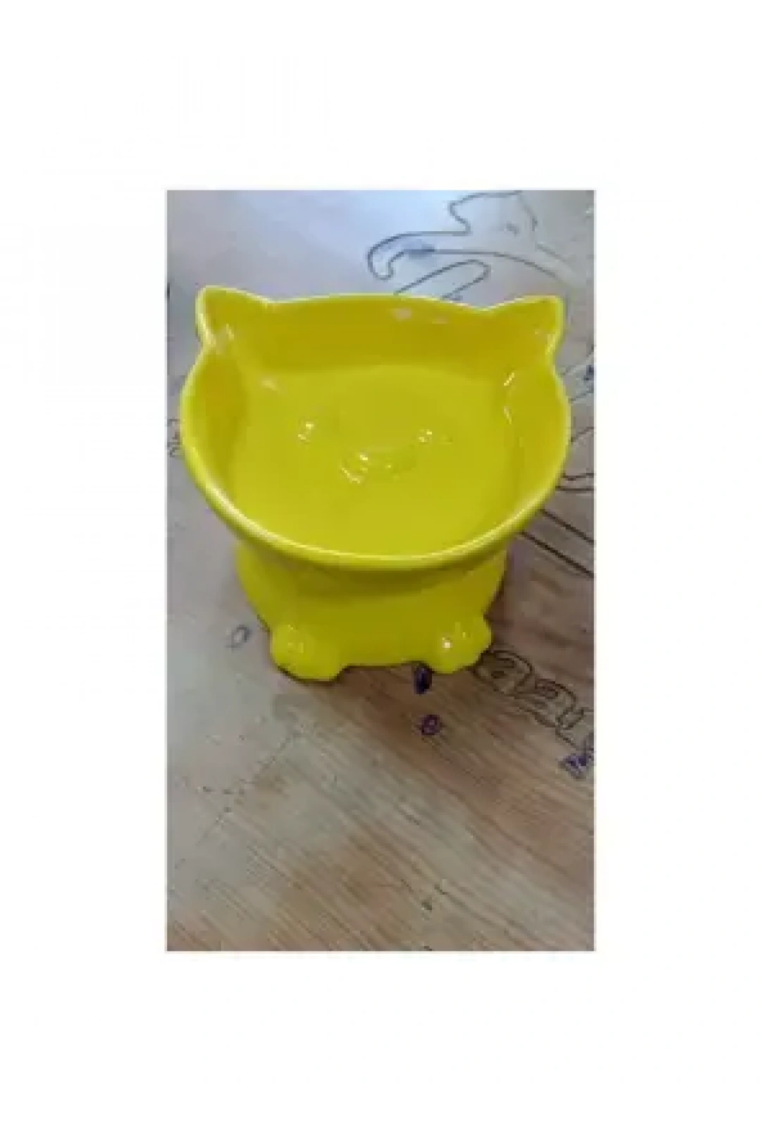 Ayaklı Porselen Kedi Kafa Mama ve Su Kabı 300 ML