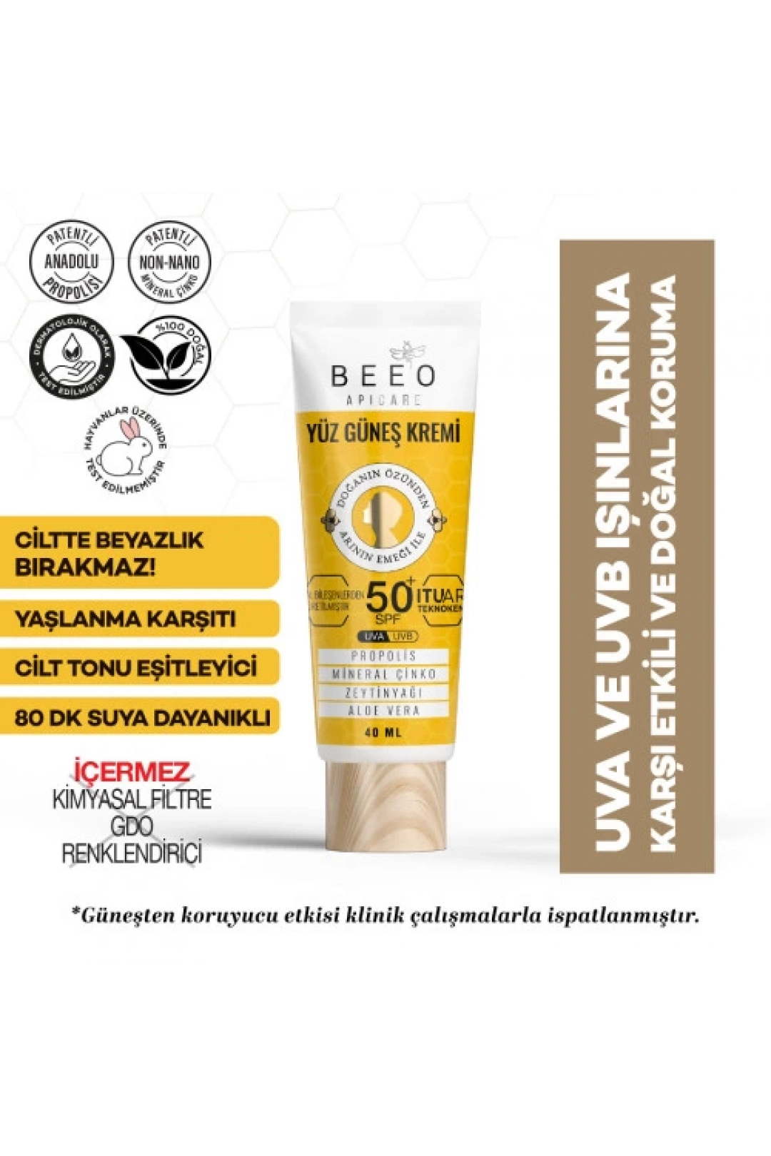 Beeo Up Apicare Yüz Güneş Kremi Spf 50+ 40 ml