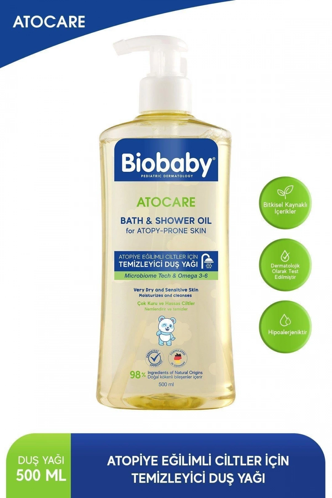 Biobaby Atocare Temizleyici Duş Yağı 500 ml
