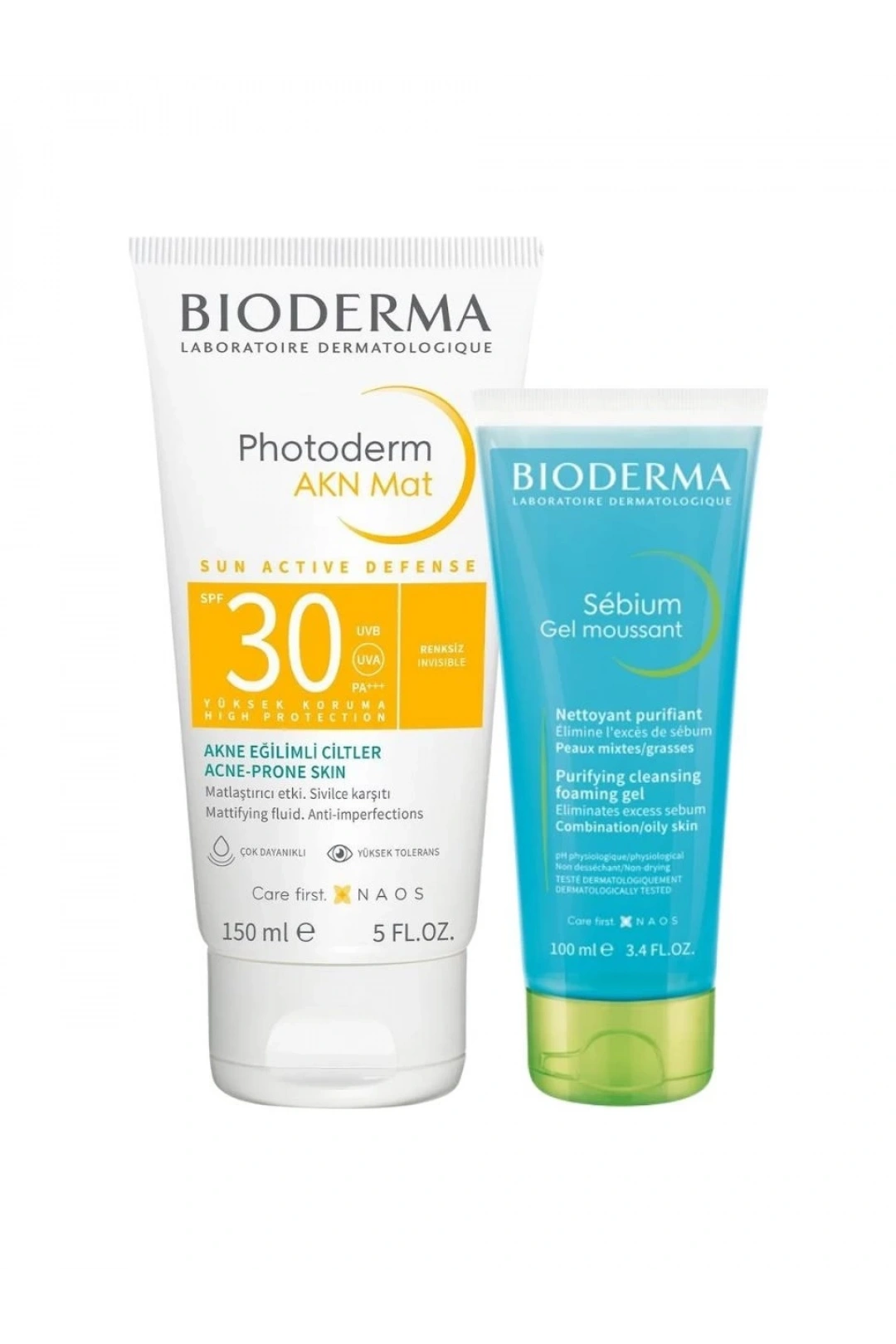 Bioderma Photoderm AKN Mat Spf 30 150ml + Bioderma Sebium Foaming Gel 100ml | Yağlı ve Akneli Ciltler