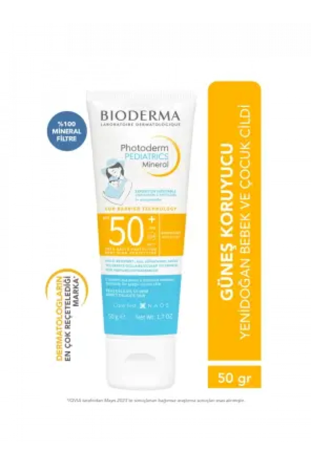Bioderma Photoderm Pediatrics Yenidoğan Bebek, Çocuk SPF50+ Yüksek Koruma Mineral Güneş Kremi 50 gr