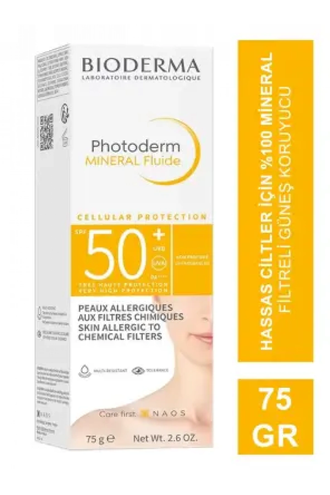 Bioderma Photoderm SPF 50+ Mineral Fluide Çok Hassas Ciltler Yüksek Korumalı Mineral Güneş Koruyucu Krem 75 gr
