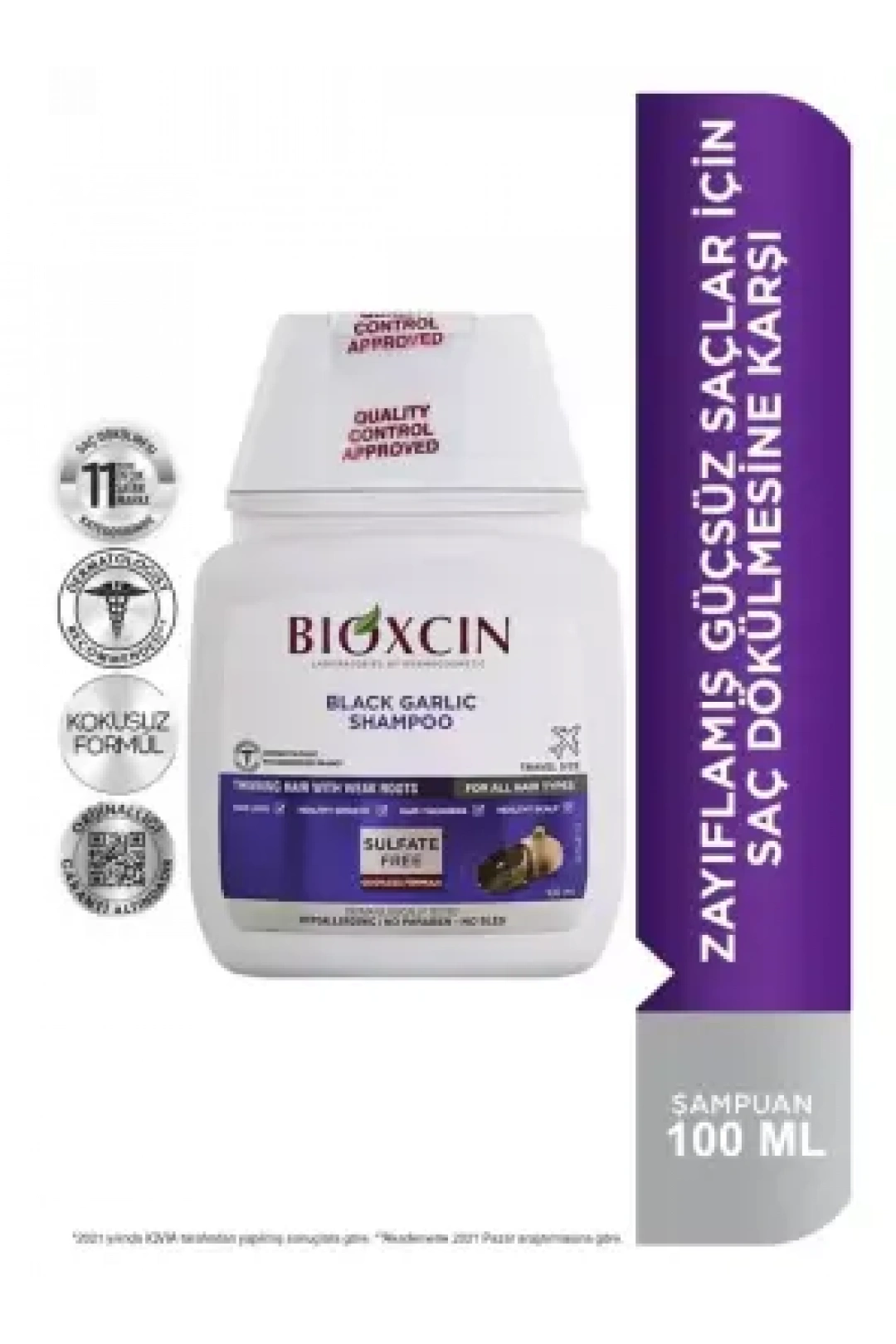 Bioxcin Siyah Sarımsak Şampuanı 100 ml - Güçsüz Saçlar - Seyahat Boy