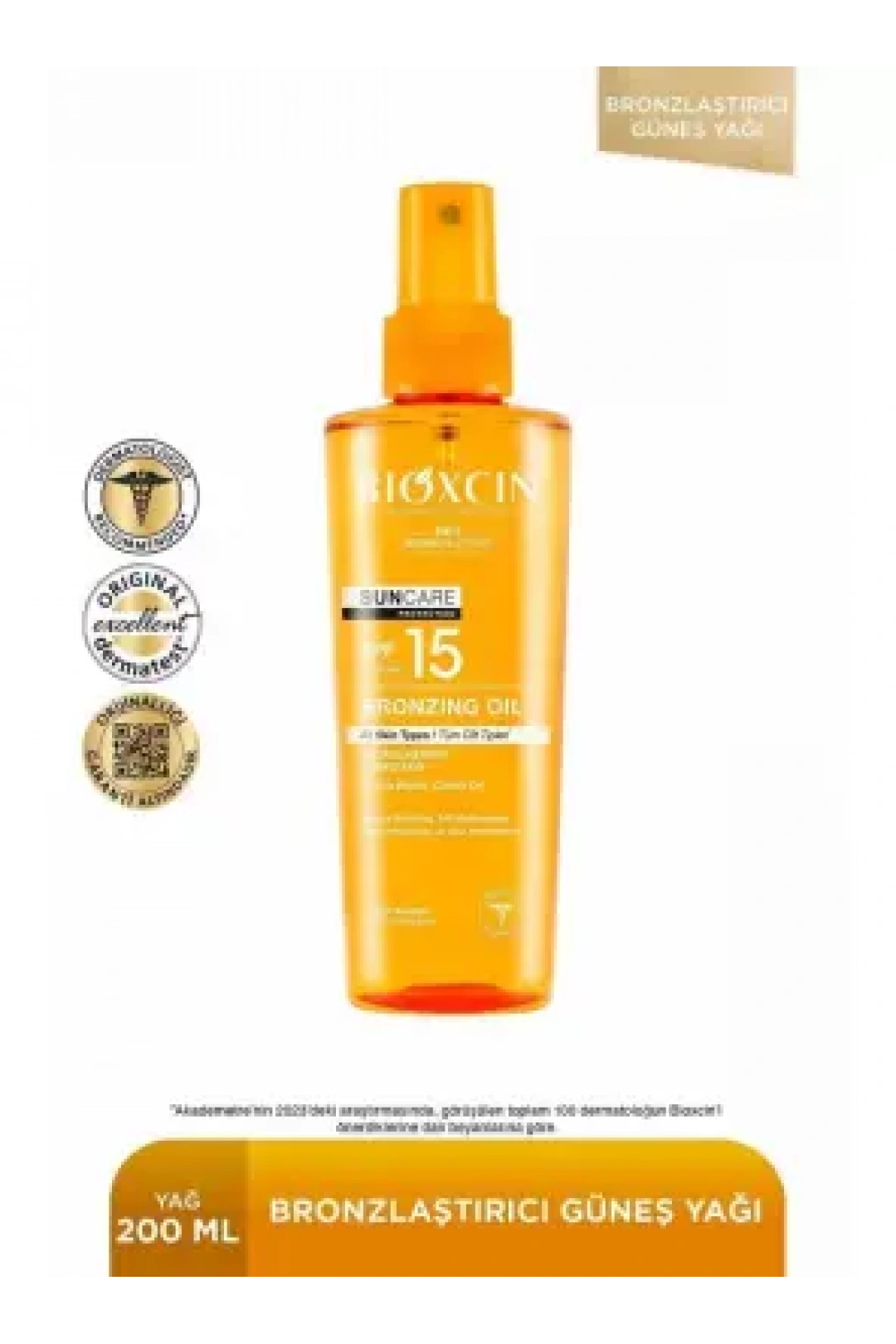 Bioxcin Sun Care Tüm Ciltler İçin Bronzlaştırıcı Yağ Spf 15 200 ml