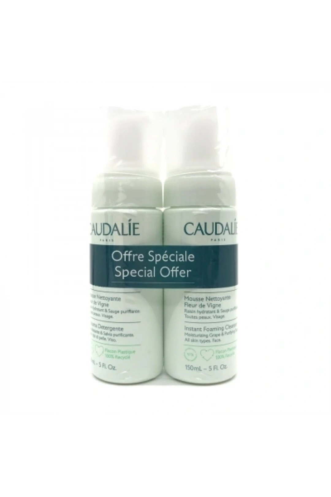 Caudalie Instant Foaming Cleanser 2 x 150 ml - Tüm Cilt Tipleri Için Temizleme Köpüğü - İkincisi %50 İndirimli