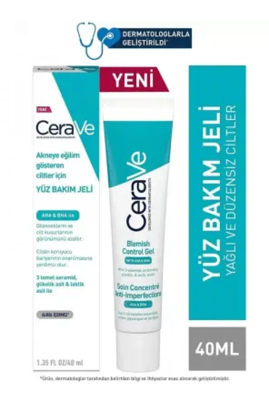 Cerave Blemish Aha/Bha Akneli Ciltler İçin Yüz Bakım Jeli 40 ml