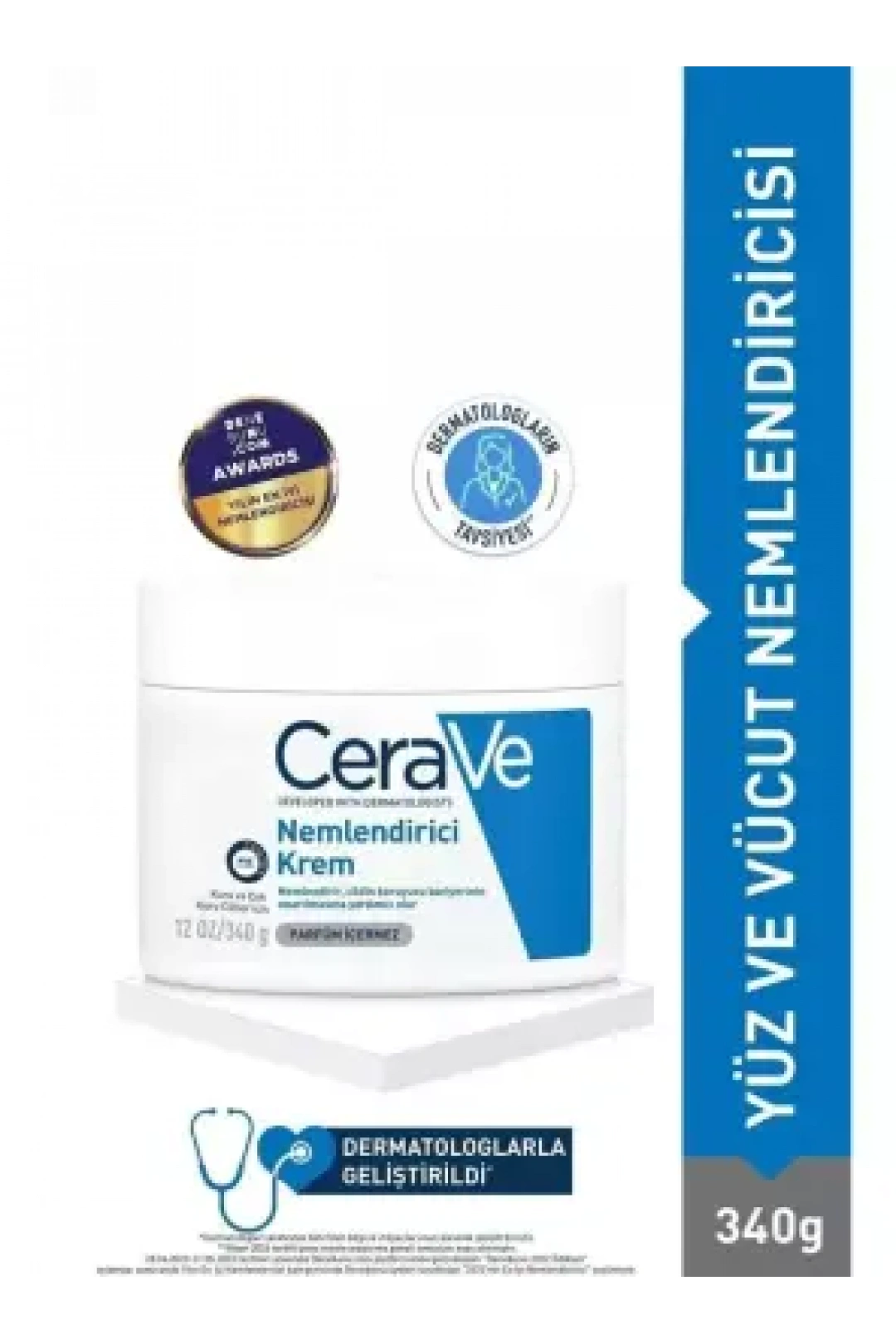 CeraVe Nemlendirici Krem Kuru Ciltler Seramid ve Hyalüronik Asit İçerikli Yüz Vücut 340gr