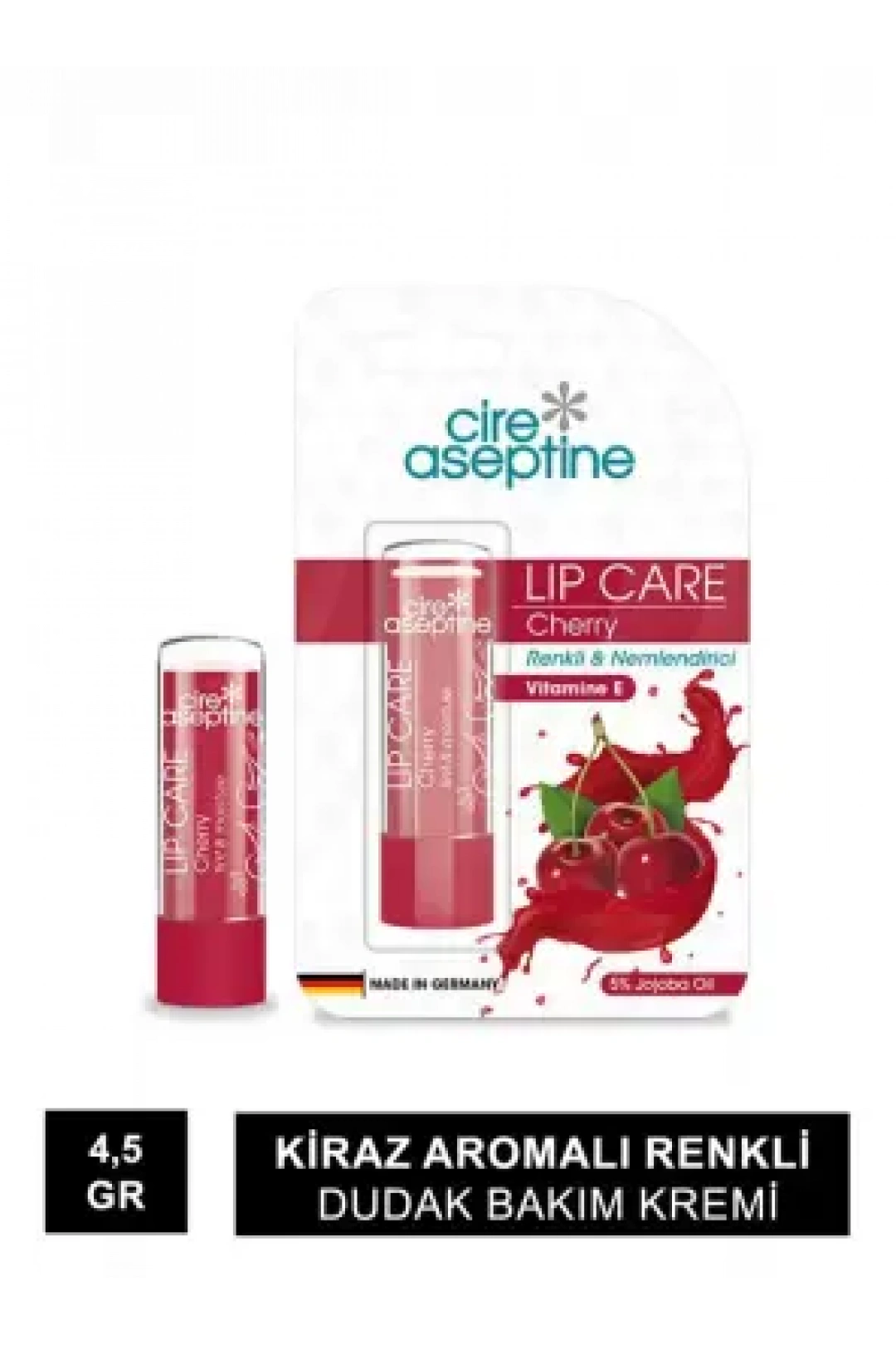 Cire Aseptine Kiraz Aromalı Renkli Dudak Bakım Kremi 4,5gr