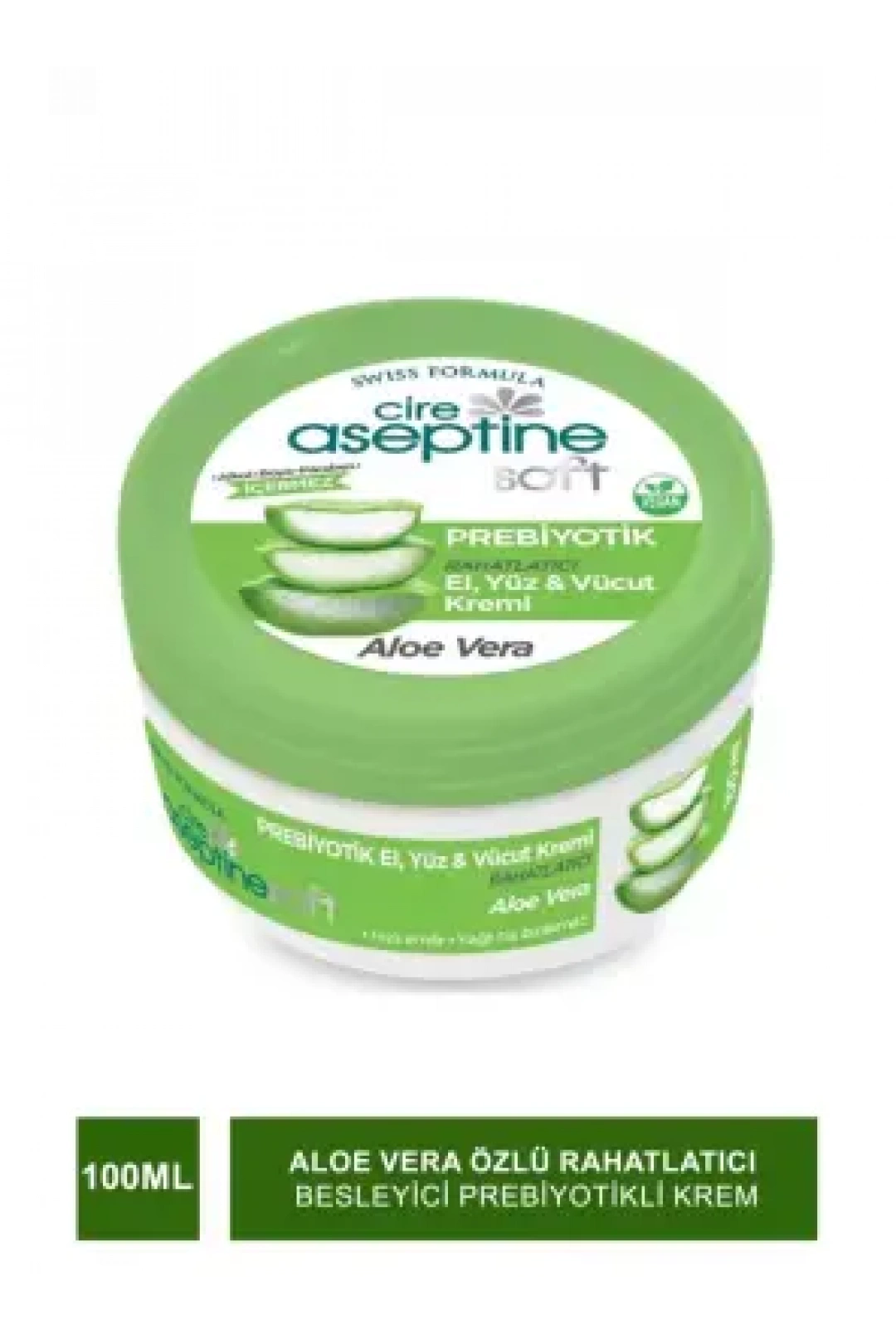 Cire Aseptine Soft Aloe Vera Özlü Rahatlatıcı Besleyici Prebiyotikli Krem 100 ml