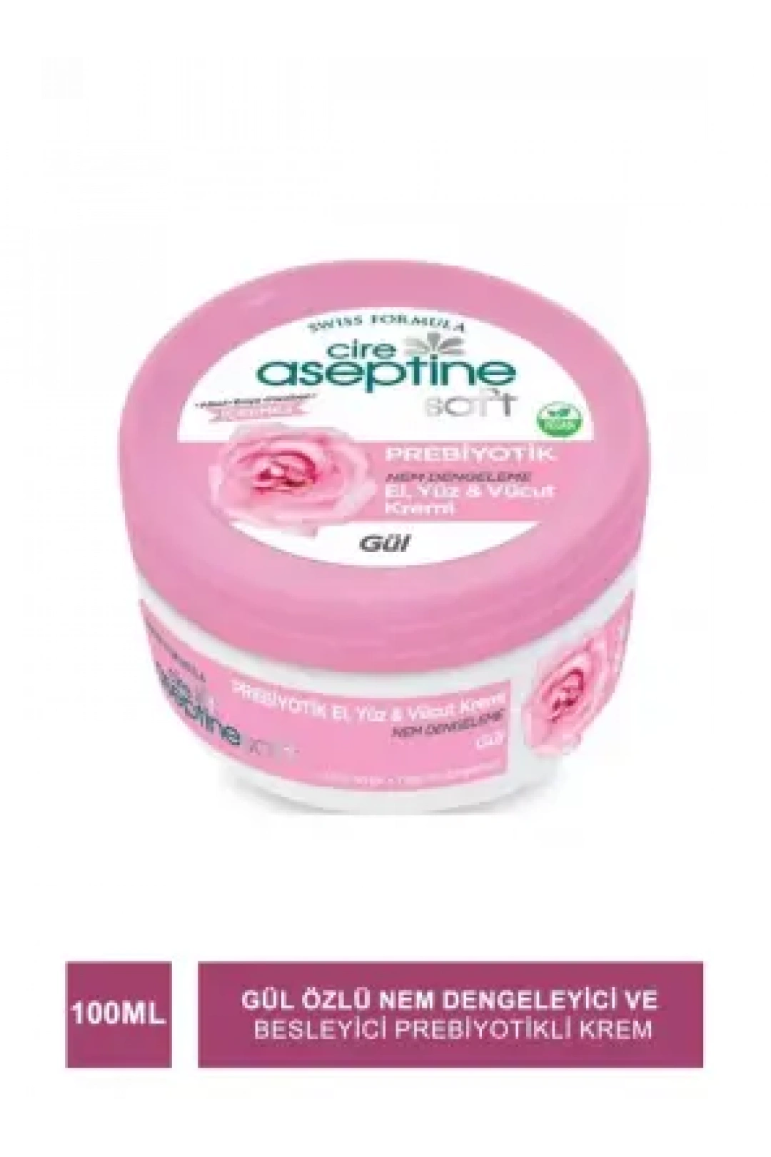 Cire Aseptine Soft Gül Özlü Nem Dengeleyici ve Besleyici Prebiyotikli Krem 100 ml