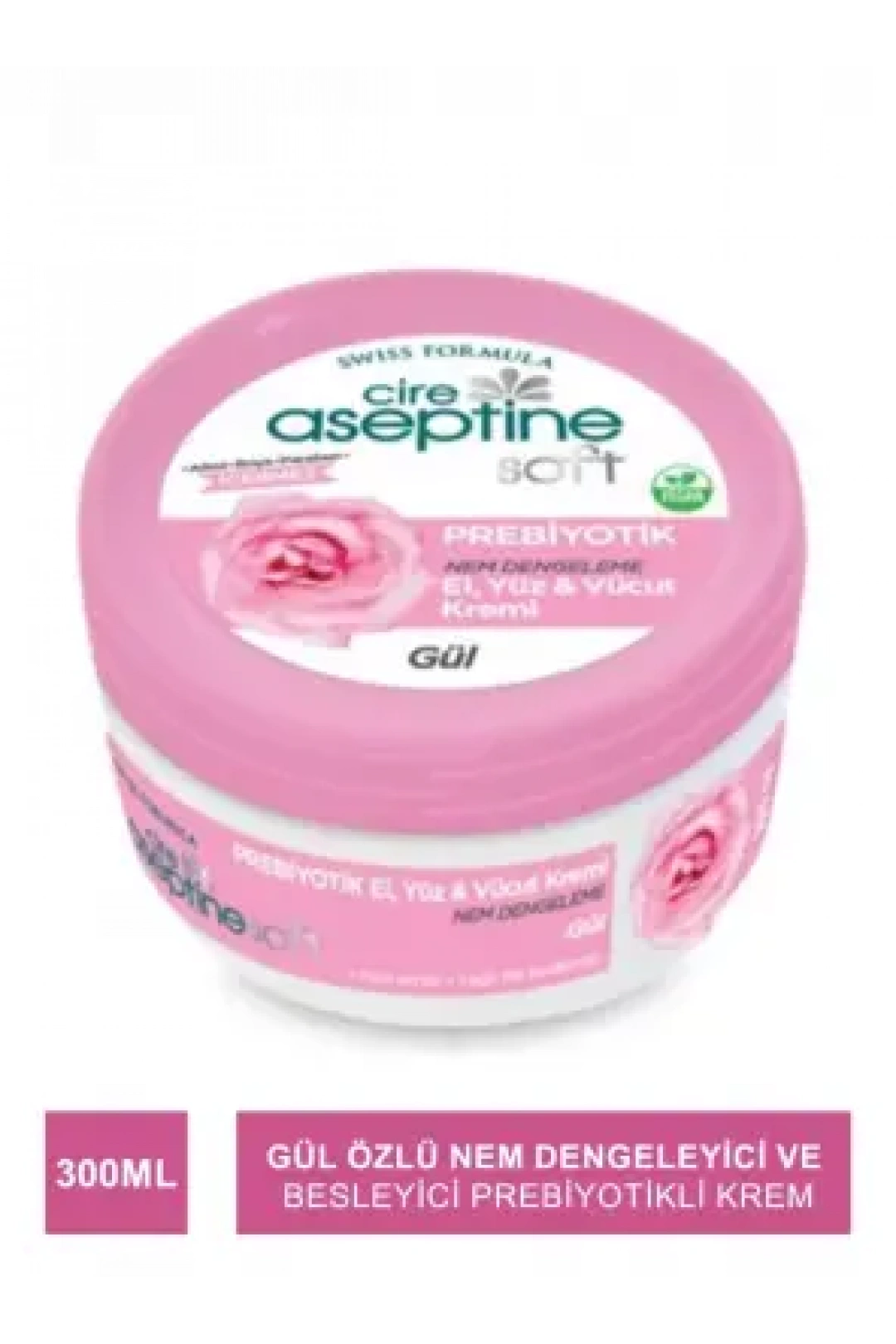 Cire Aseptine Soft Gül Özlü Nem Dengeleyici ve Besleyici Prebiyotikli Krem 300 ml